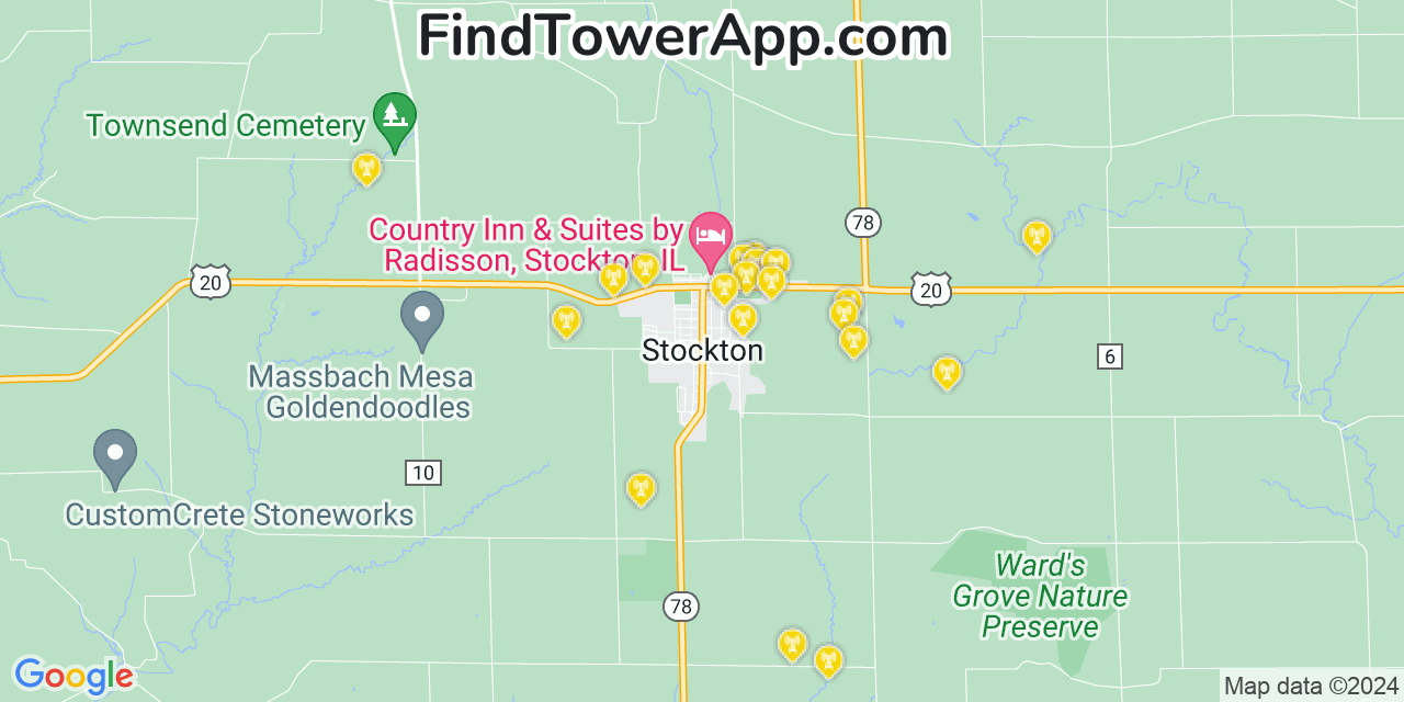 Verizon 4G/5G cell tower coverage map Stockton, Illinois