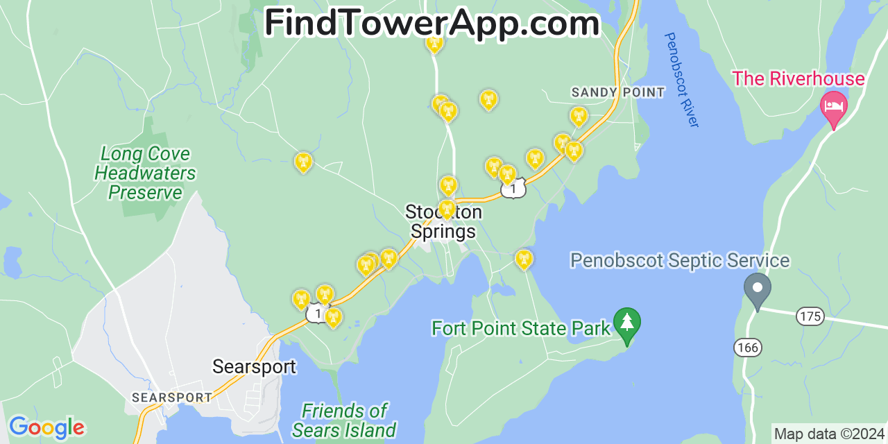 AT&T 4G/5G cell tower coverage map Stockton Springs, Maine