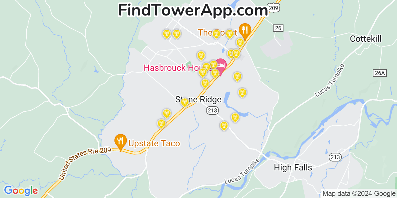 AT&T 4G/5G cell tower coverage map Stone Ridge, New York