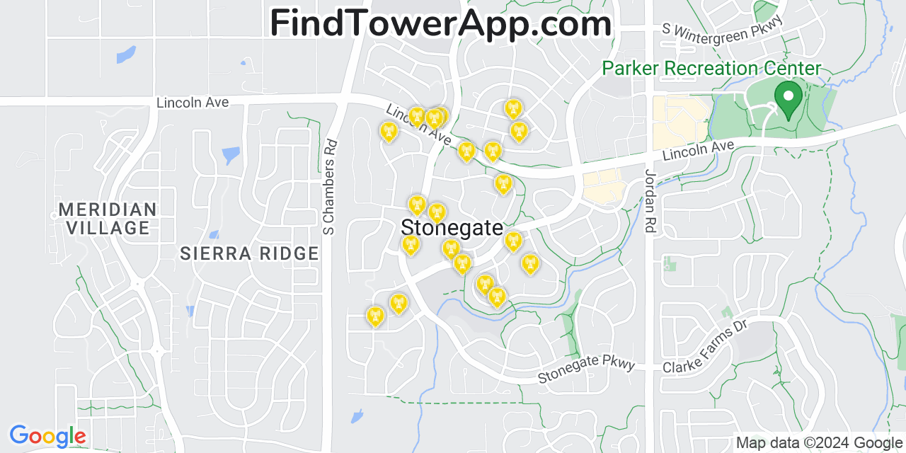 Verizon 4G/5G cell tower coverage map Stonegate, Colorado