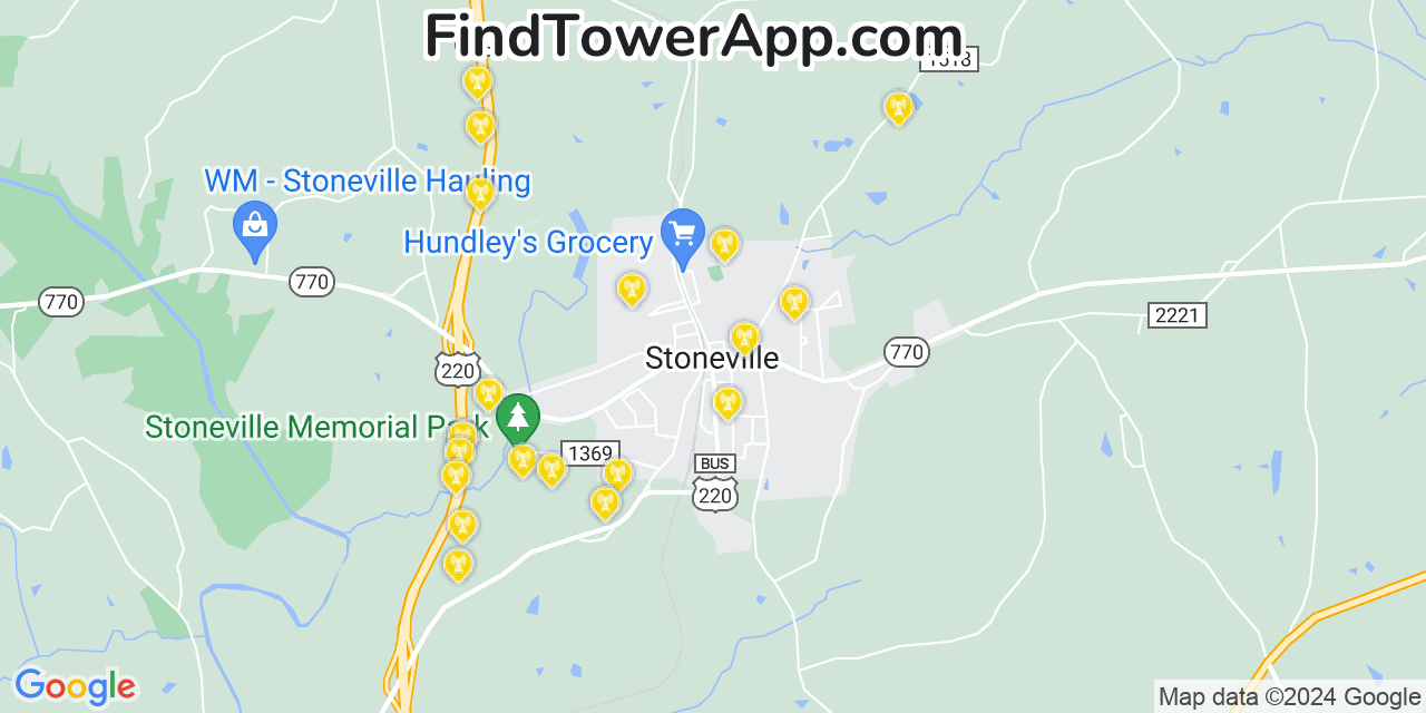 AT&T 4G/5G cell tower coverage map Stoneville, North Carolina