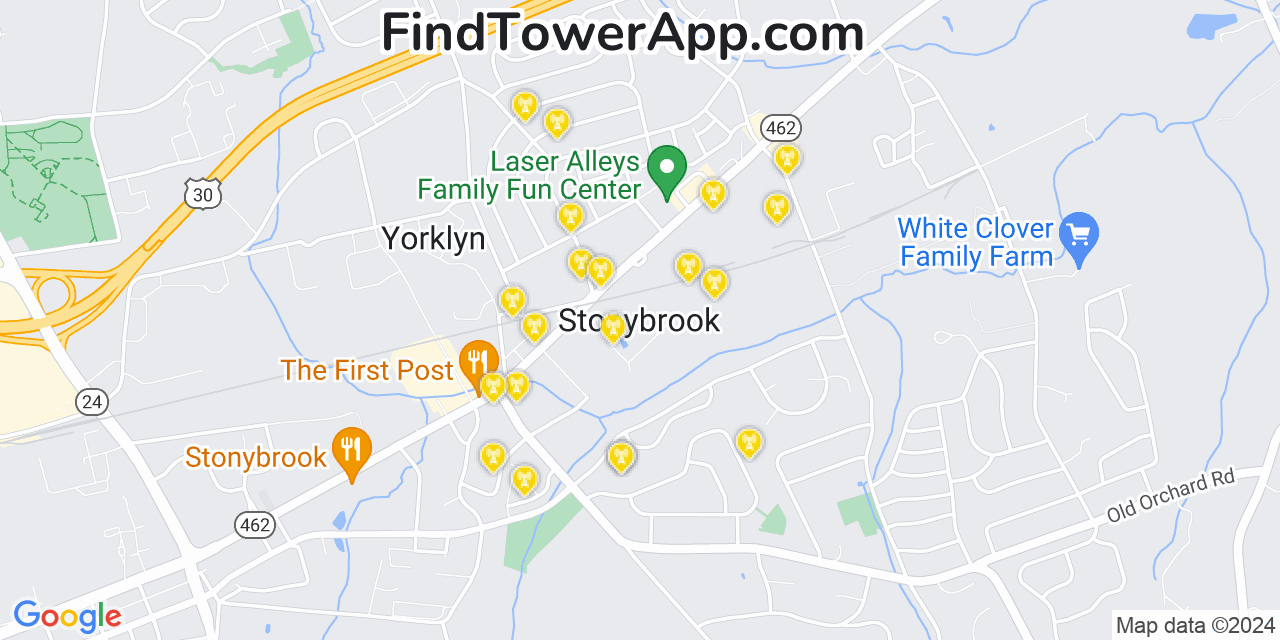 AT&T 4G/5G cell tower coverage map Stonybrook, Pennsylvania