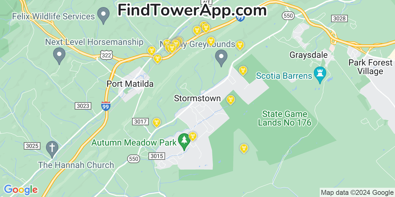 AT&T 4G/5G cell tower coverage map Stormstown, Pennsylvania