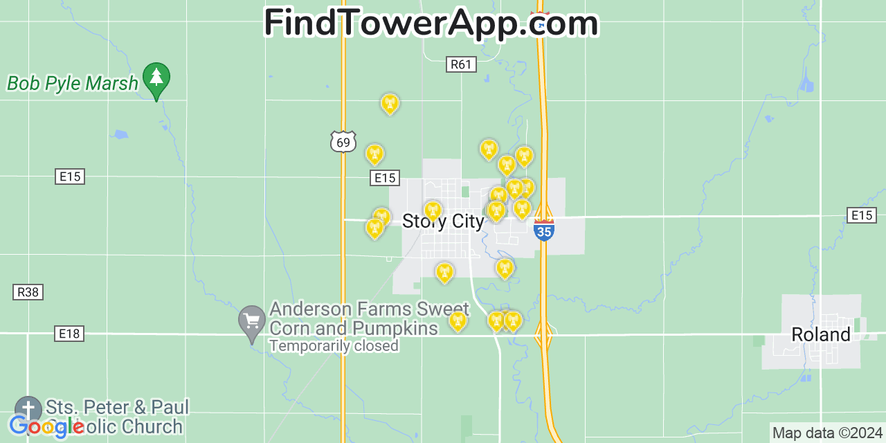 Verizon 4G/5G cell tower coverage map Story City, Iowa