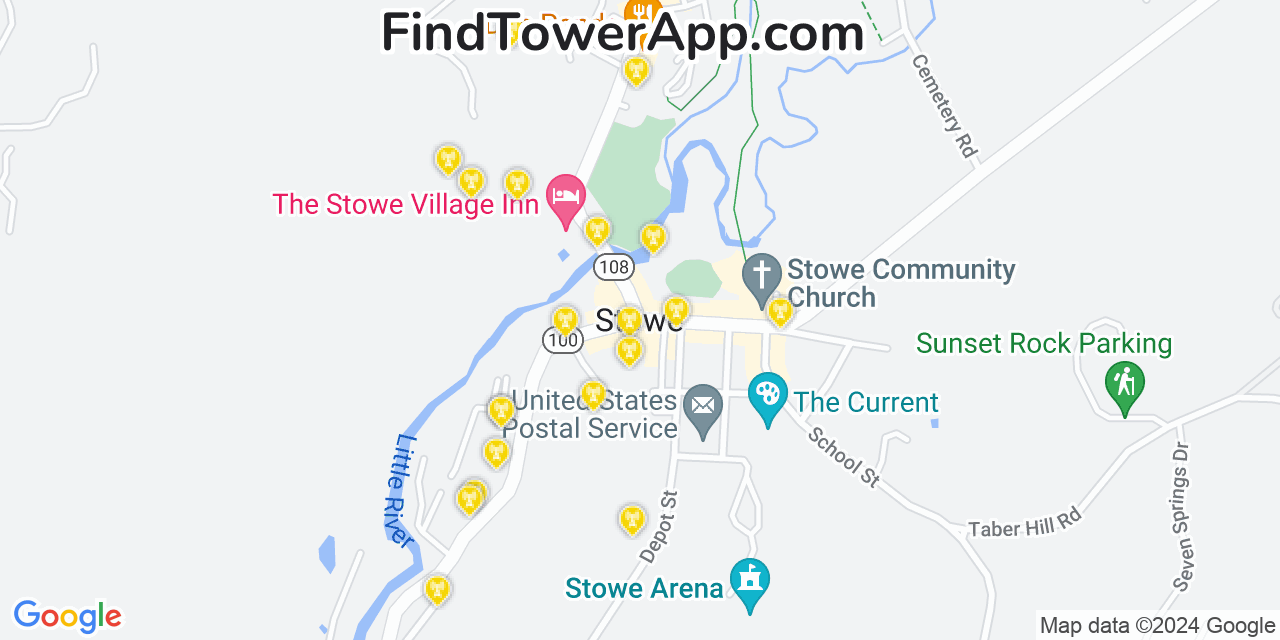 T-Mobile 4G/5G cell tower coverage map Stowe, Vermont