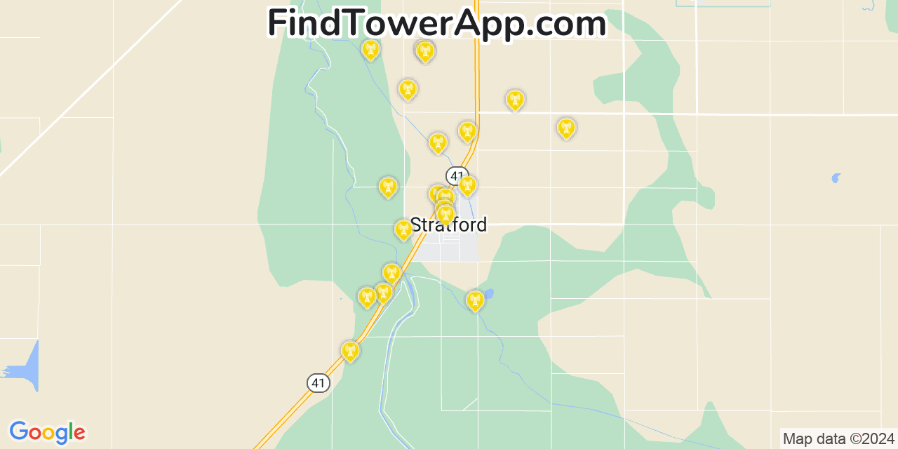 AT&T 4G/5G cell tower coverage map Stratford, California