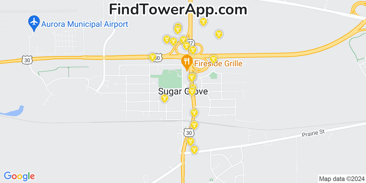 AT&T 4G/5G cell tower coverage map Sugar Grove, Illinois