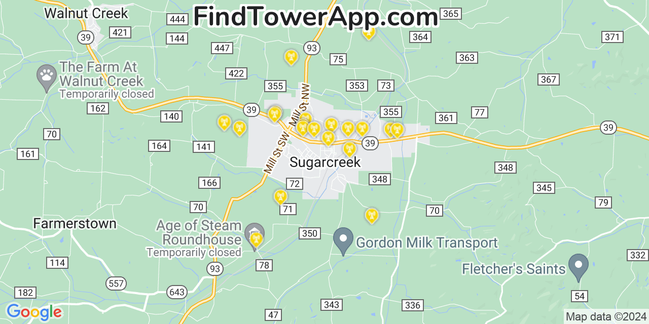 T-Mobile 4G/5G cell tower coverage map Sugarcreek, Ohio