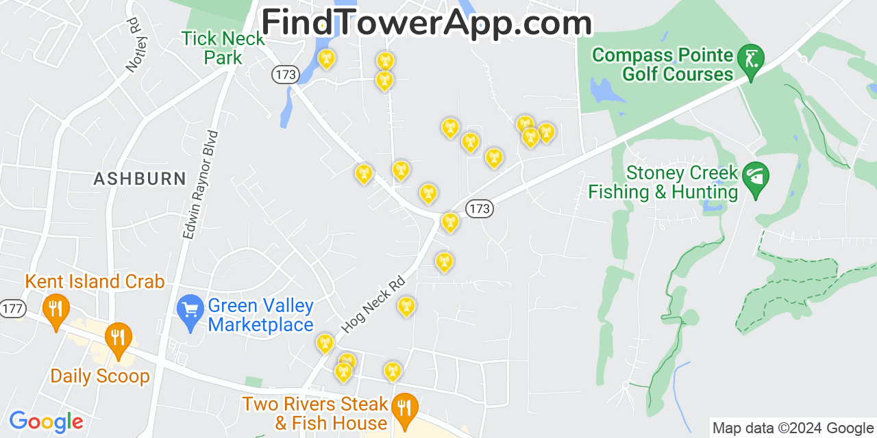 Verizon 4G/5G cell tower coverage map Summerfield, Maryland