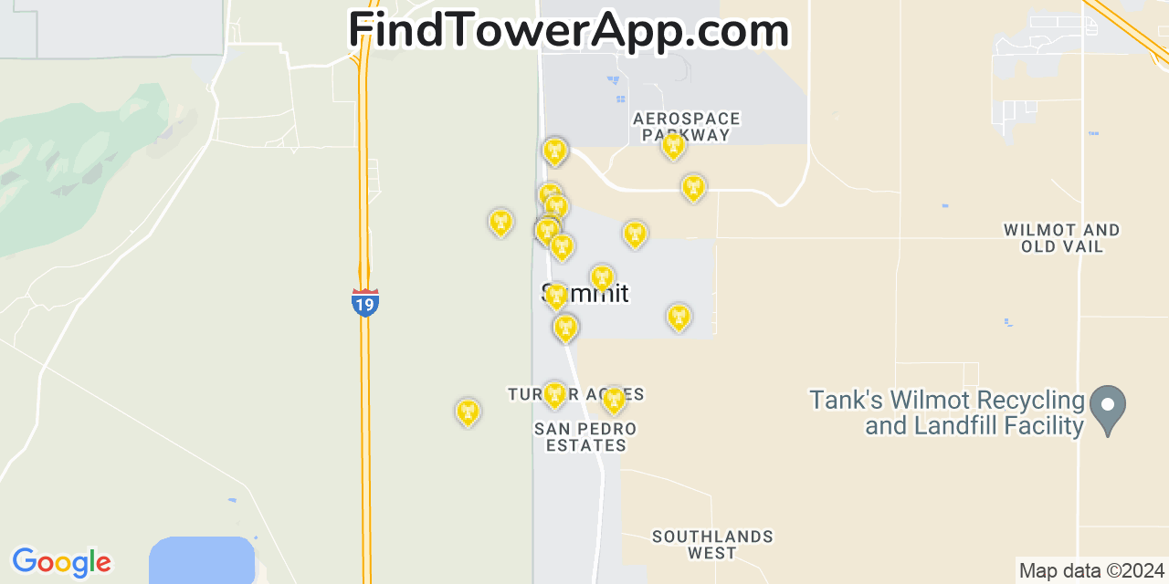 AT&T 4G/5G cell tower coverage map Summit, Arizona