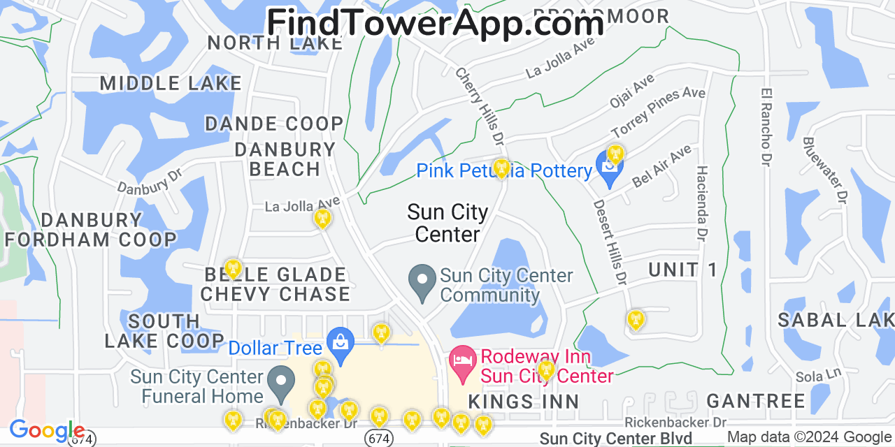 T-Mobile 4G/5G cell tower coverage map Sun City Center, Florida