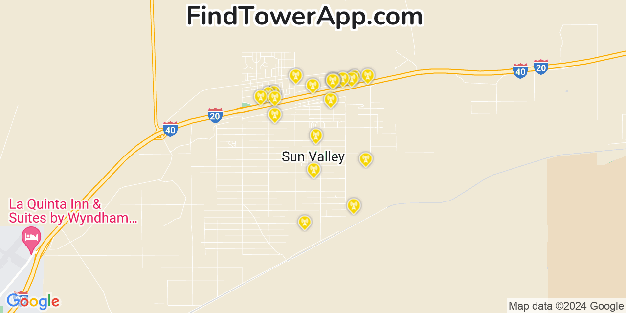 Verizon 4G/5G cell tower coverage map Sun Valley, Arizona