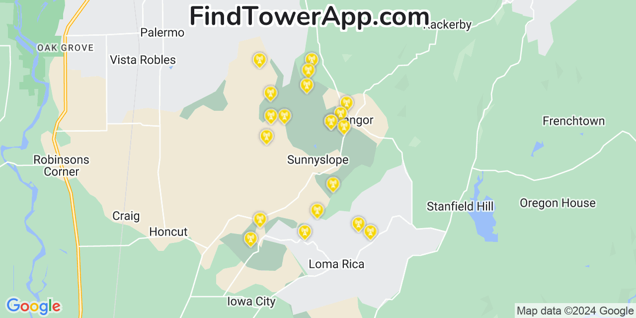 T-Mobile 4G/5G cell tower coverage map Sunnyslope, California