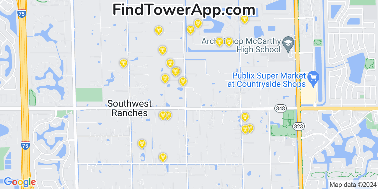 AT&T 4G/5G cell tower coverage map Sunshine Ranches, Florida