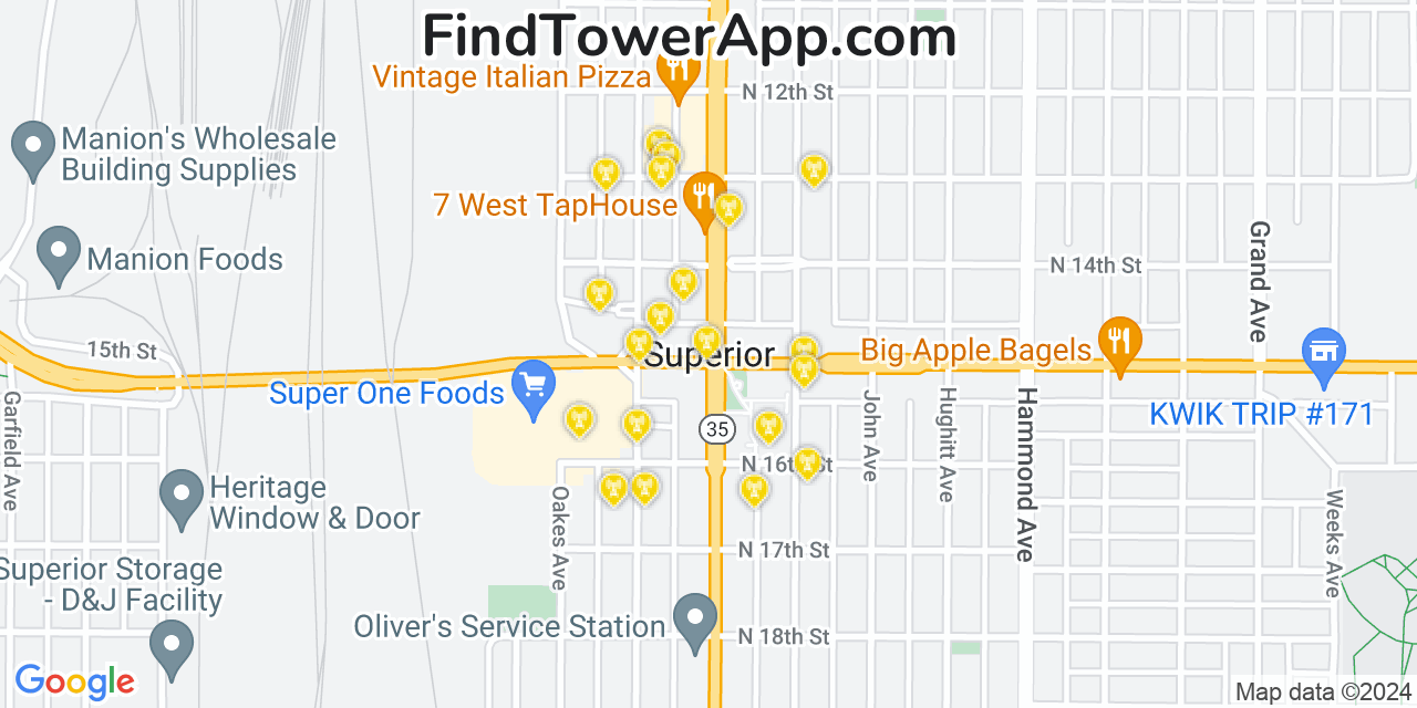 T-Mobile 4G/5G cell tower coverage map Superior, Wisconsin