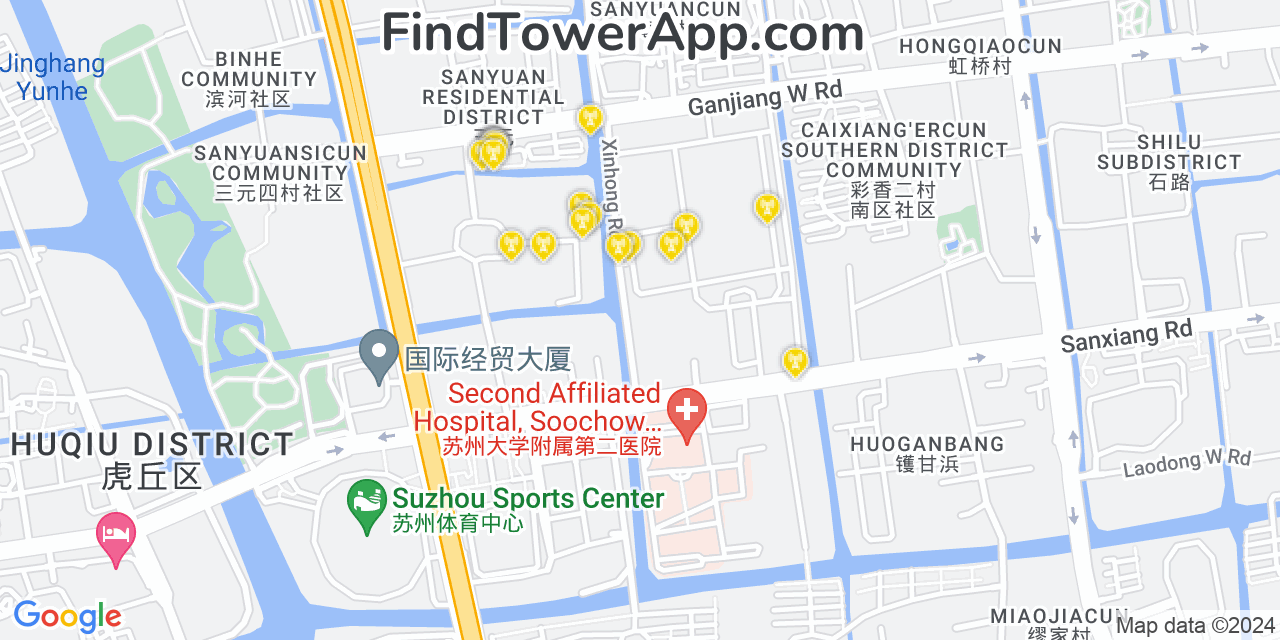 Suzhou (China) 4G/5G cell tower coverage map