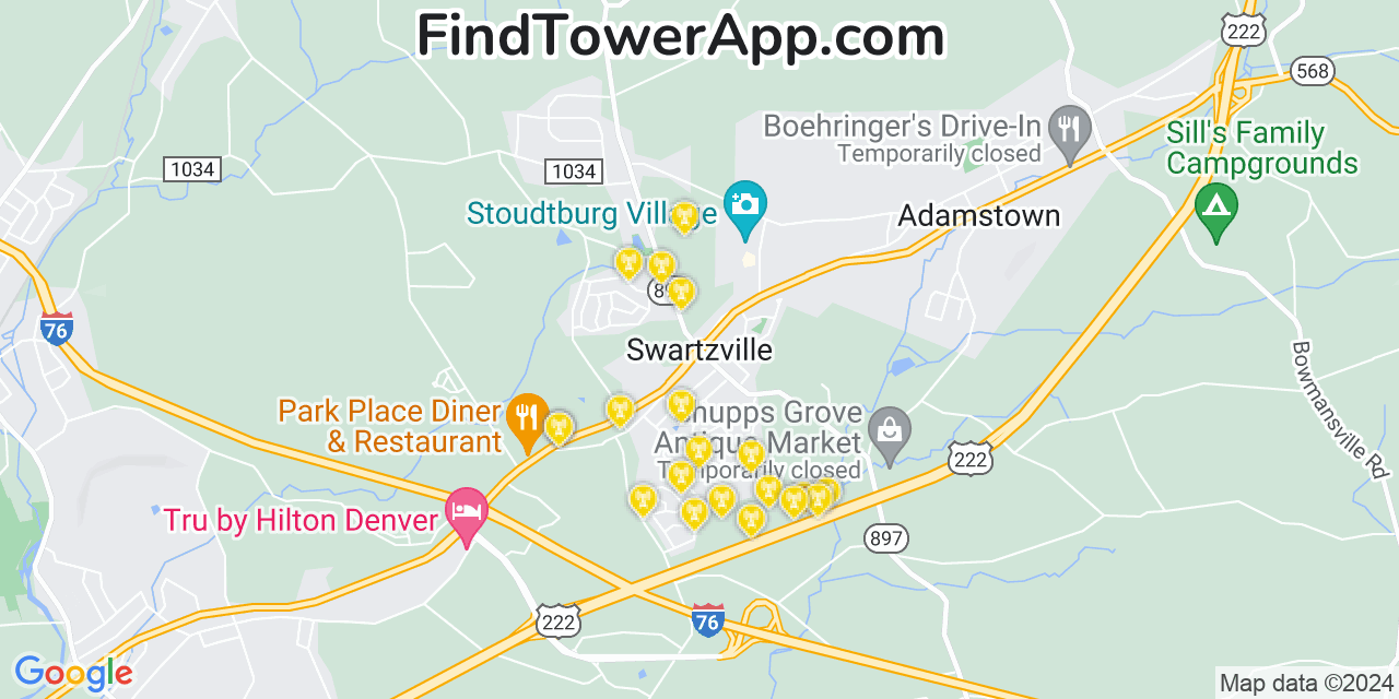 Verizon 4G/5G cell tower coverage map Swartzville, Pennsylvania