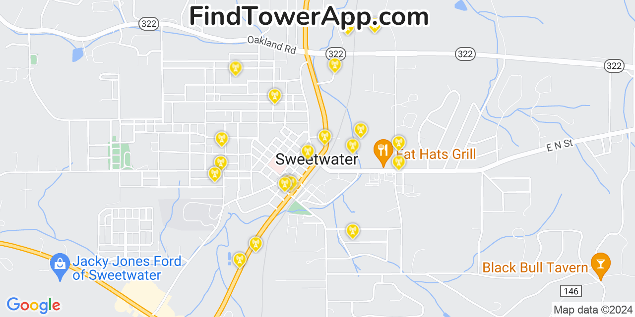 AT&T 4G/5G cell tower coverage map Sweetwater, Tennessee