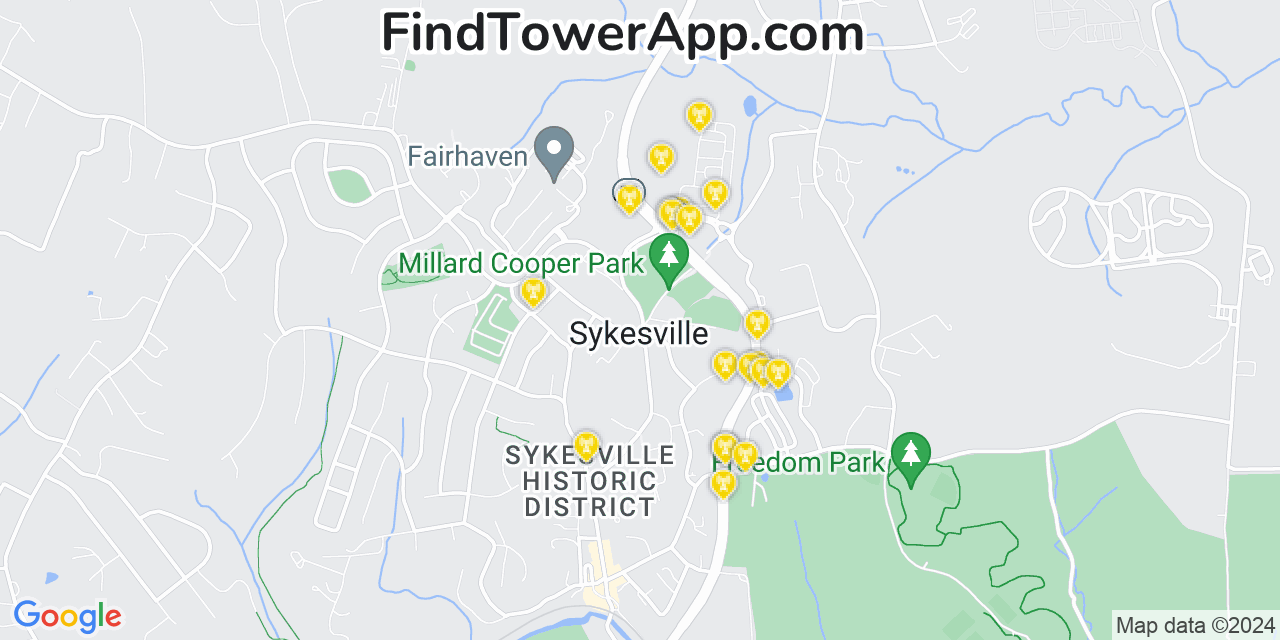 T-Mobile 4G/5G cell tower coverage map Sykesville, Maryland
