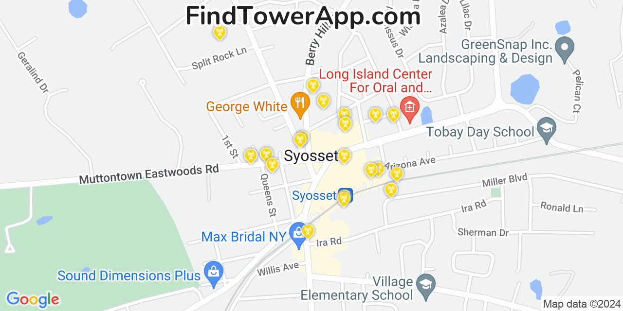 AT&T 4G/5G cell tower coverage map Syosset, New York