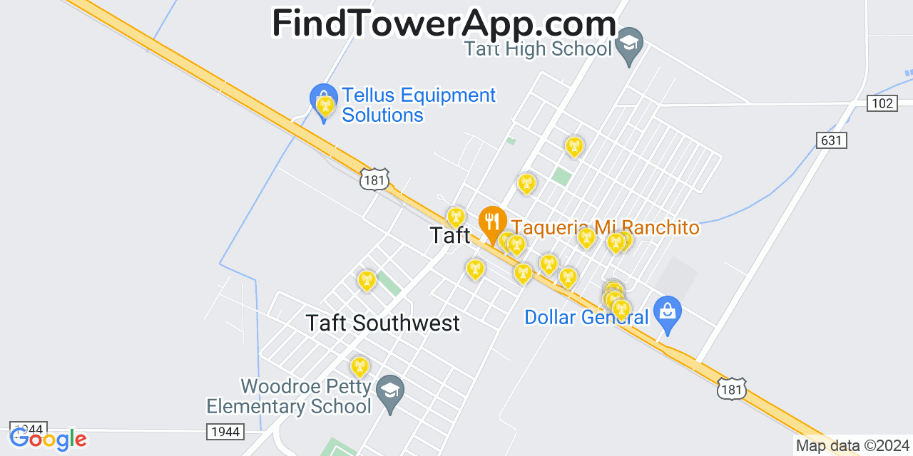 AT&T 4G/5G cell tower coverage map Taft, Texas