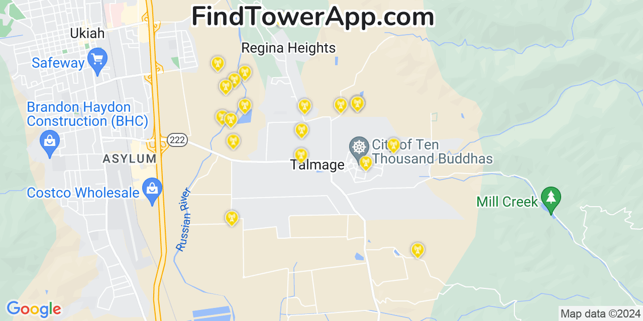 T-Mobile 4G/5G cell tower coverage map Talmage, California
