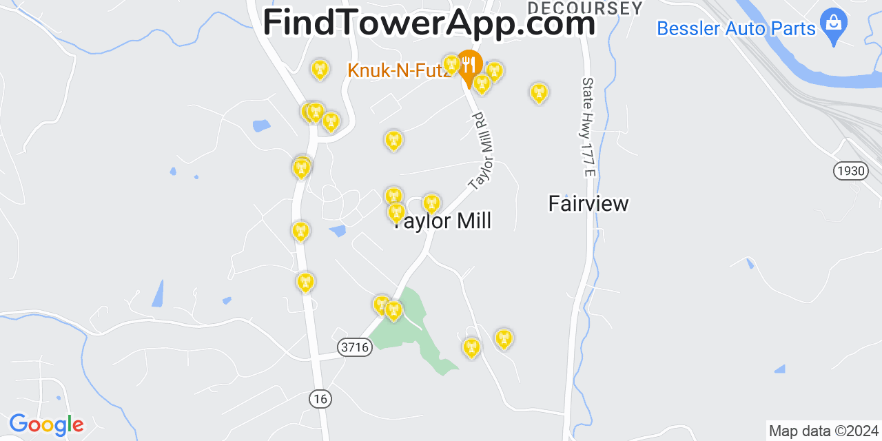 AT&T 4G/5G cell tower coverage map Taylor Mill, Kentucky