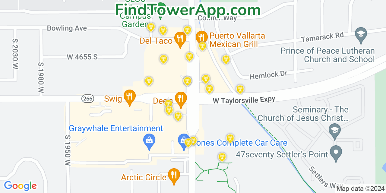 AT&T 4G/5G cell tower coverage map Taylorsville, Utah