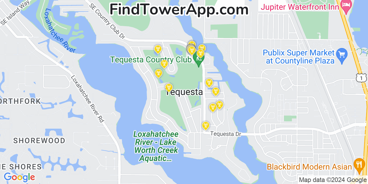 T-Mobile 4G/5G cell tower coverage map Tequesta, Florida