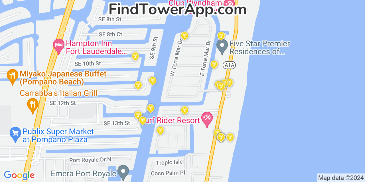 AT&T 4G/5G cell tower coverage map Terra Mar, Florida