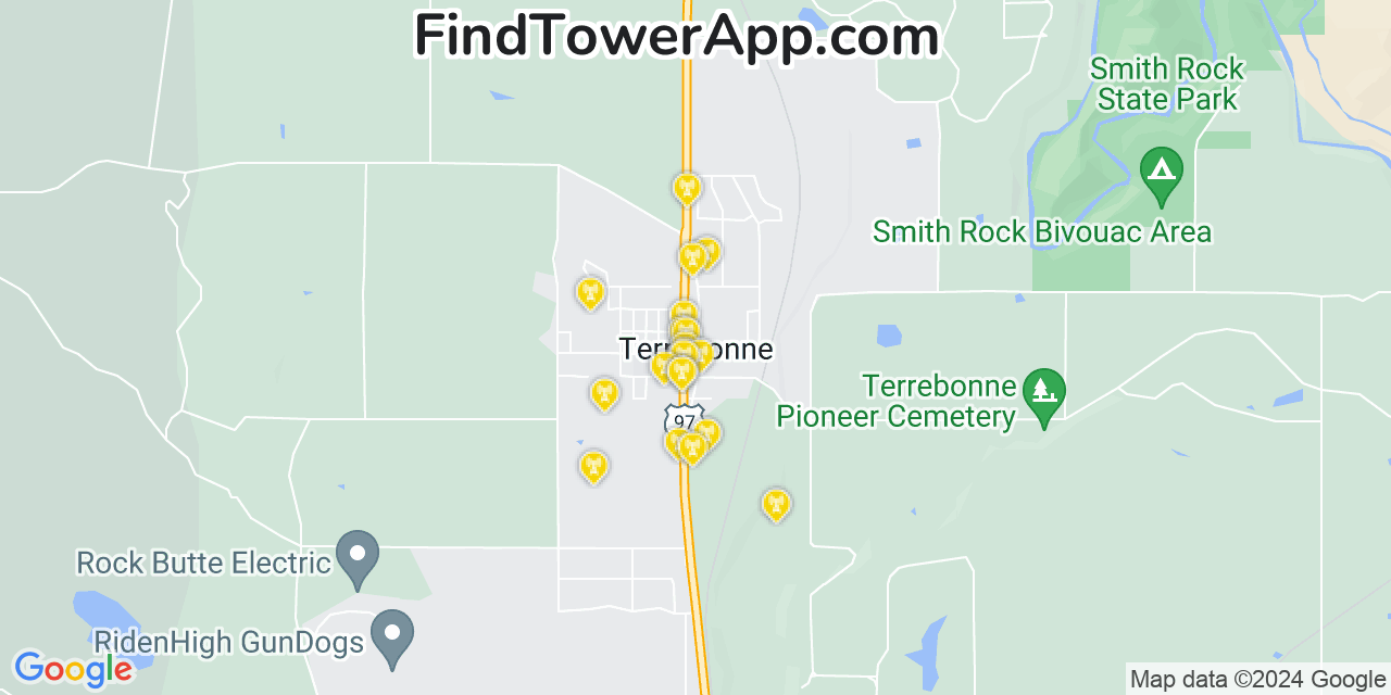 AT&T 4G/5G cell tower coverage map Terrebonne, Oregon