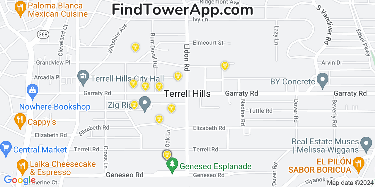 T-Mobile 4G/5G cell tower coverage map Terrell Hills, Texas