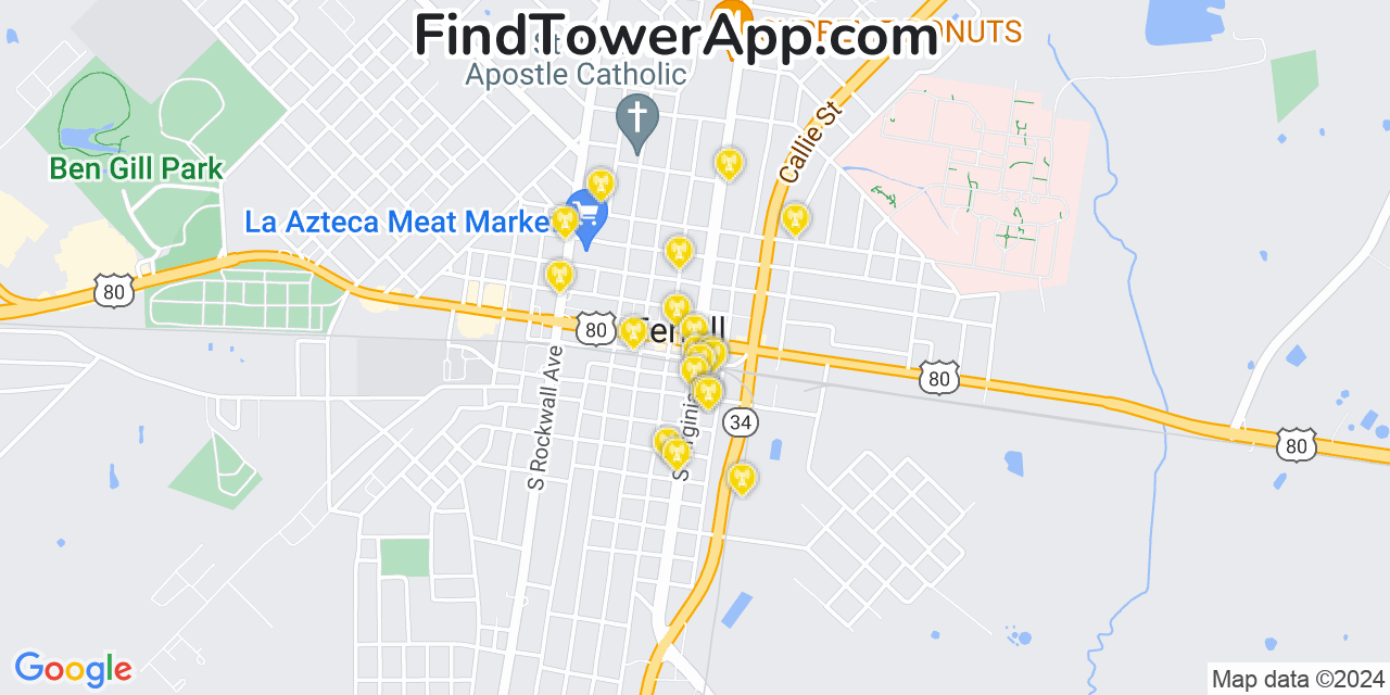 T-Mobile 4G/5G cell tower coverage map Terrell, Texas