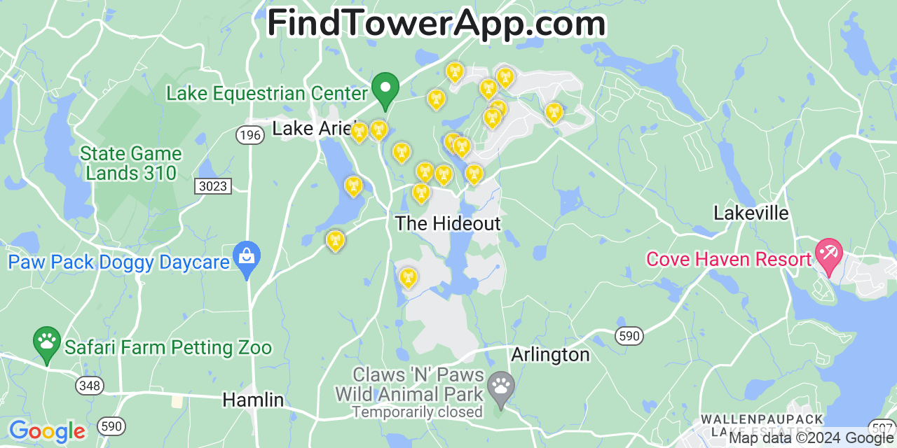 T-Mobile 4G/5G cell tower coverage map The Hideout, Pennsylvania