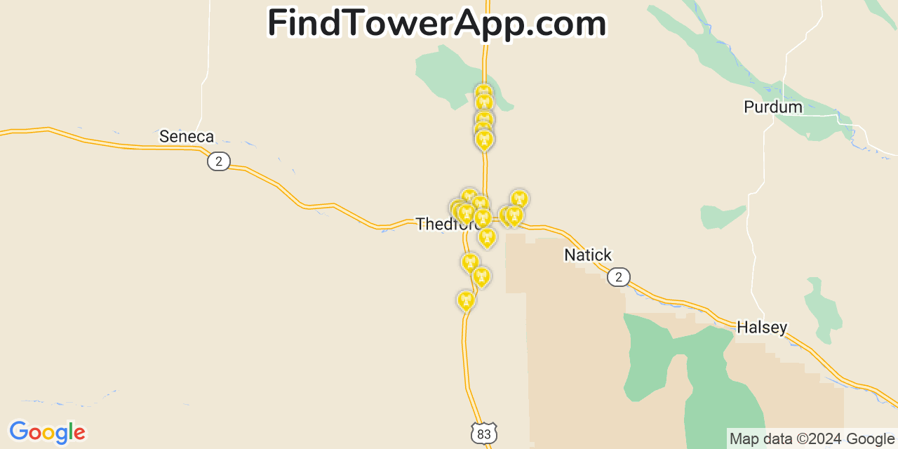 AT&T 4G/5G cell tower coverage map Thedford, Nebraska