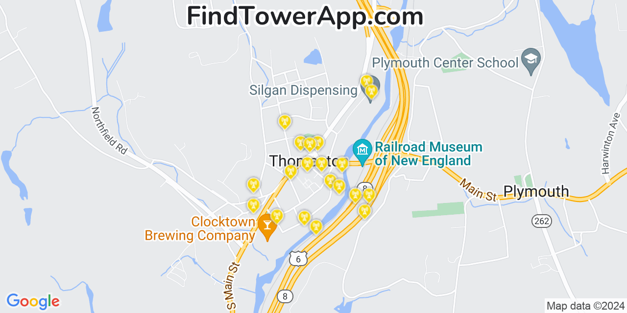 AT&T 4G/5G cell tower coverage map Thomaston, Connecticut