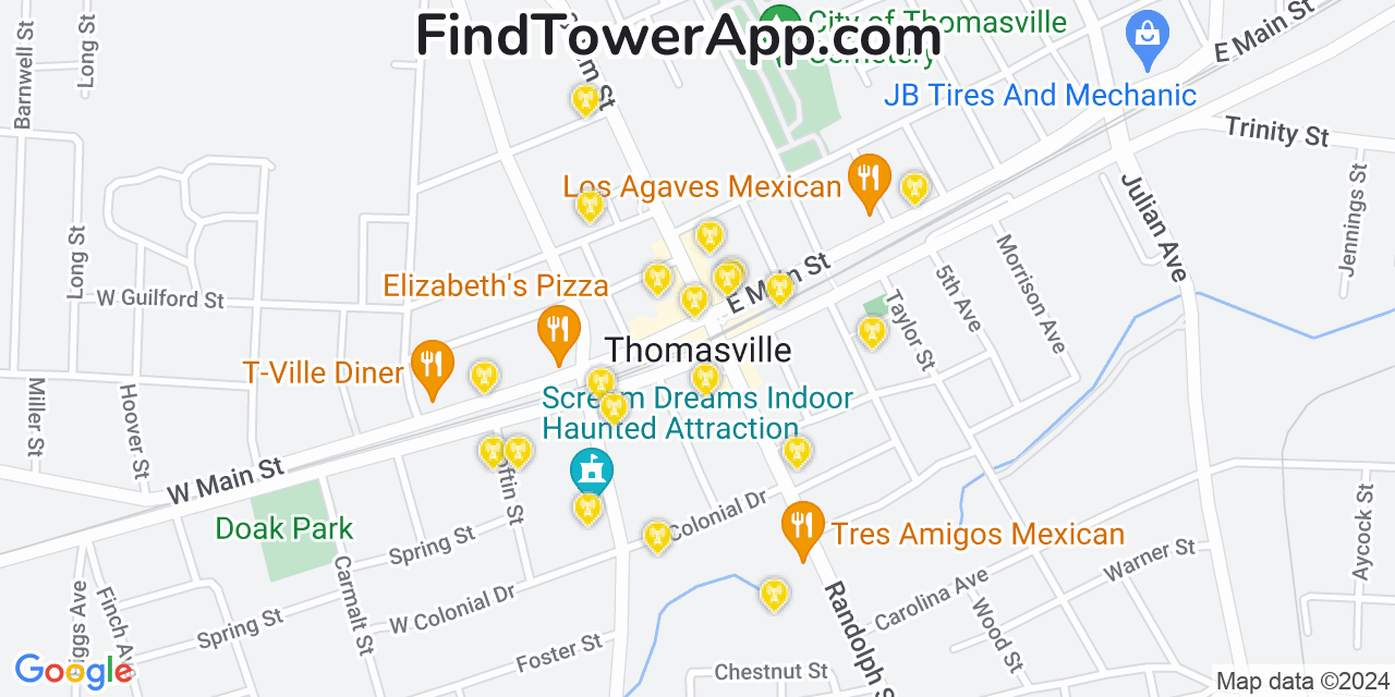 T-Mobile 4G/5G cell tower coverage map Thomasville, North Carolina