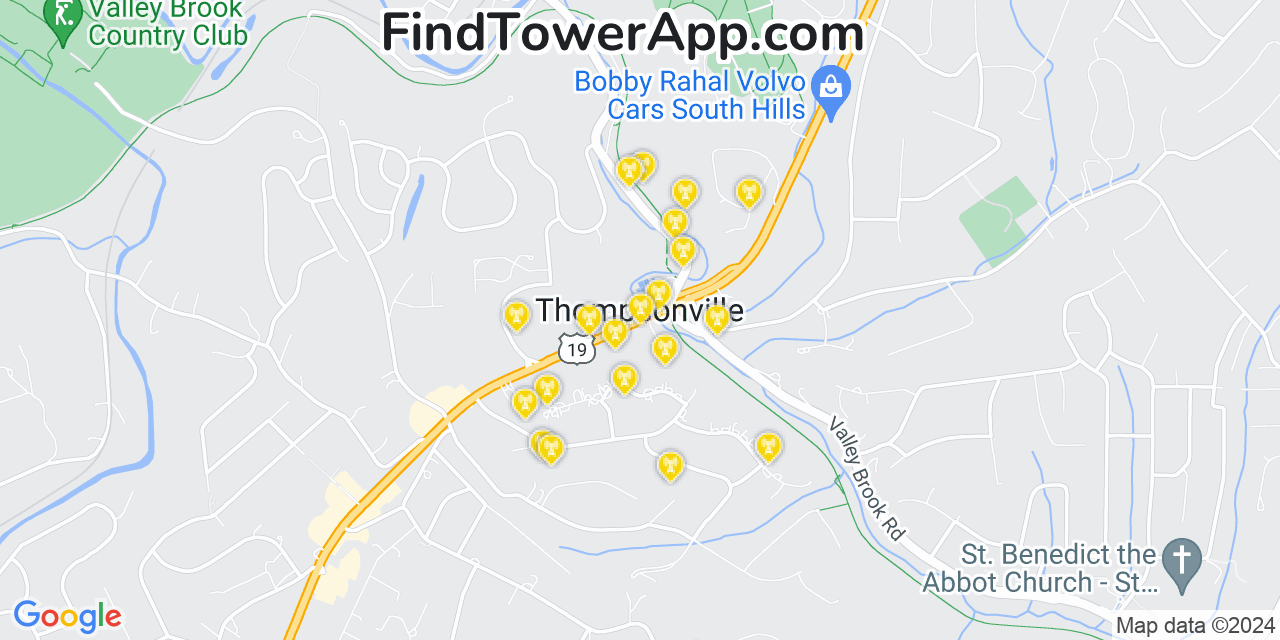 AT&T 4G/5G cell tower coverage map Thompsonville, Pennsylvania