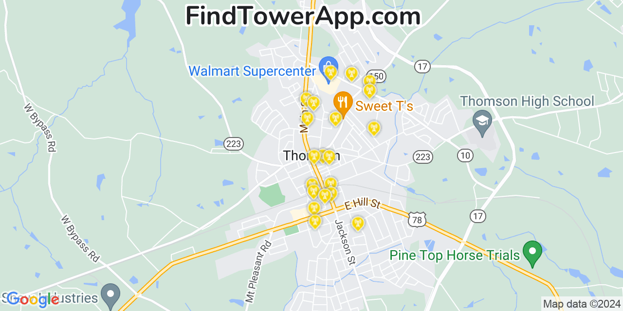 AT&T 4G/5G cell tower coverage map Thomson, Georgia