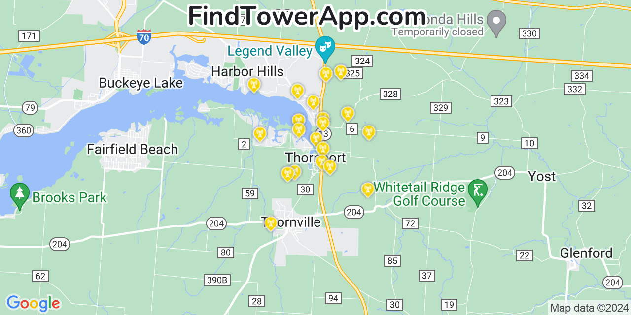 T-Mobile 4G/5G cell tower coverage map Thornport, Ohio