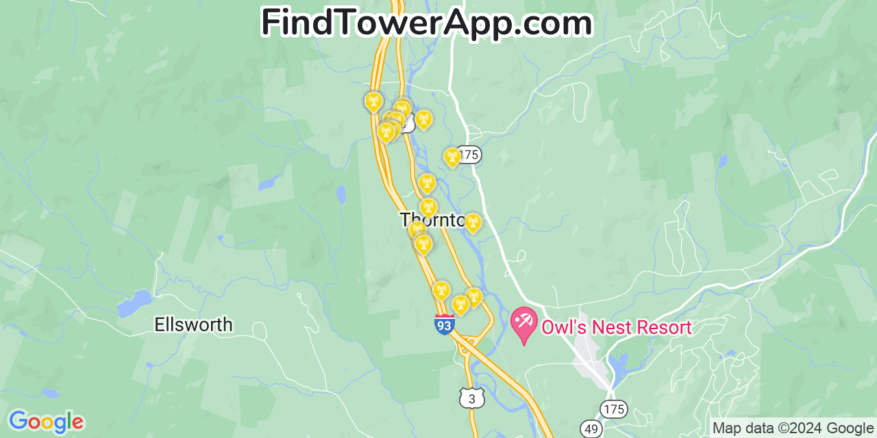 T-Mobile 4G/5G cell tower coverage map Thornton, New Hampshire