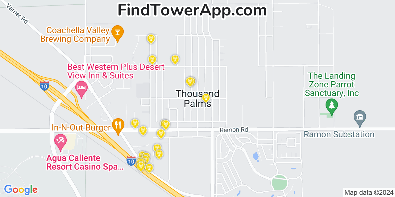 T-Mobile 4G/5G cell tower coverage map Thousand Palms, California