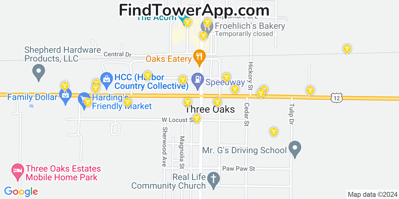 T-Mobile 4G/5G cell tower coverage map Three Oaks, Michigan
