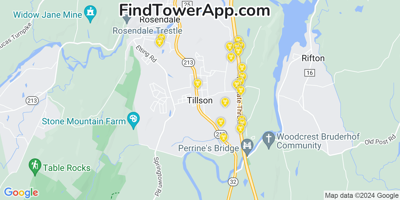 AT&T 4G/5G cell tower coverage map Tillson, New York