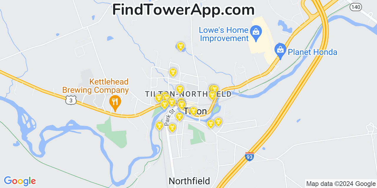 Verizon 4G/5G cell tower coverage map Tilton Northfield, New Hampshire
