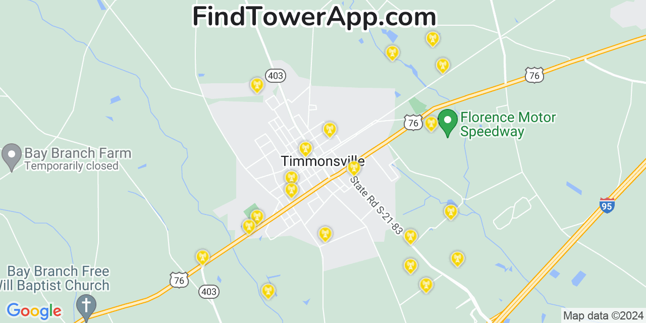 T-Mobile 4G/5G cell tower coverage map Timmonsville, South Carolina