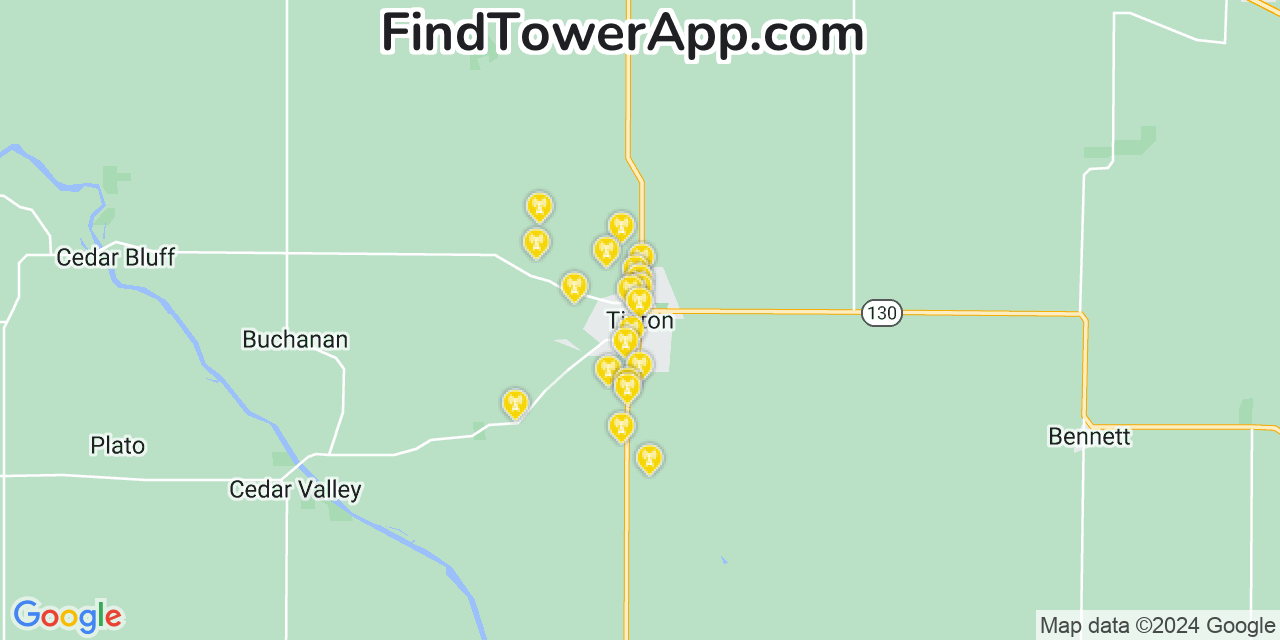 AT&T 4G/5G cell tower coverage map Tipton, Iowa