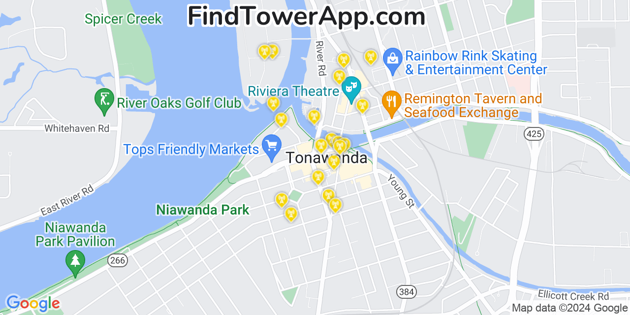 Verizon 4G/5G cell tower coverage map Tonawanda, New York
