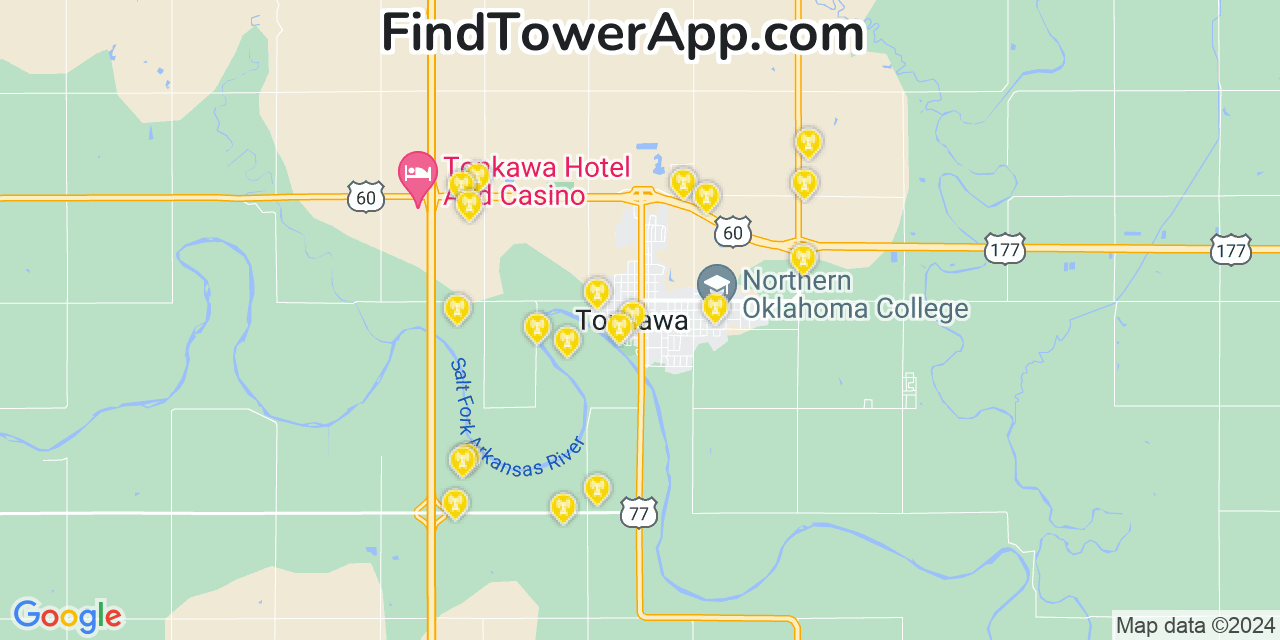 AT&T 4G/5G cell tower coverage map Tonkawa, Oklahoma