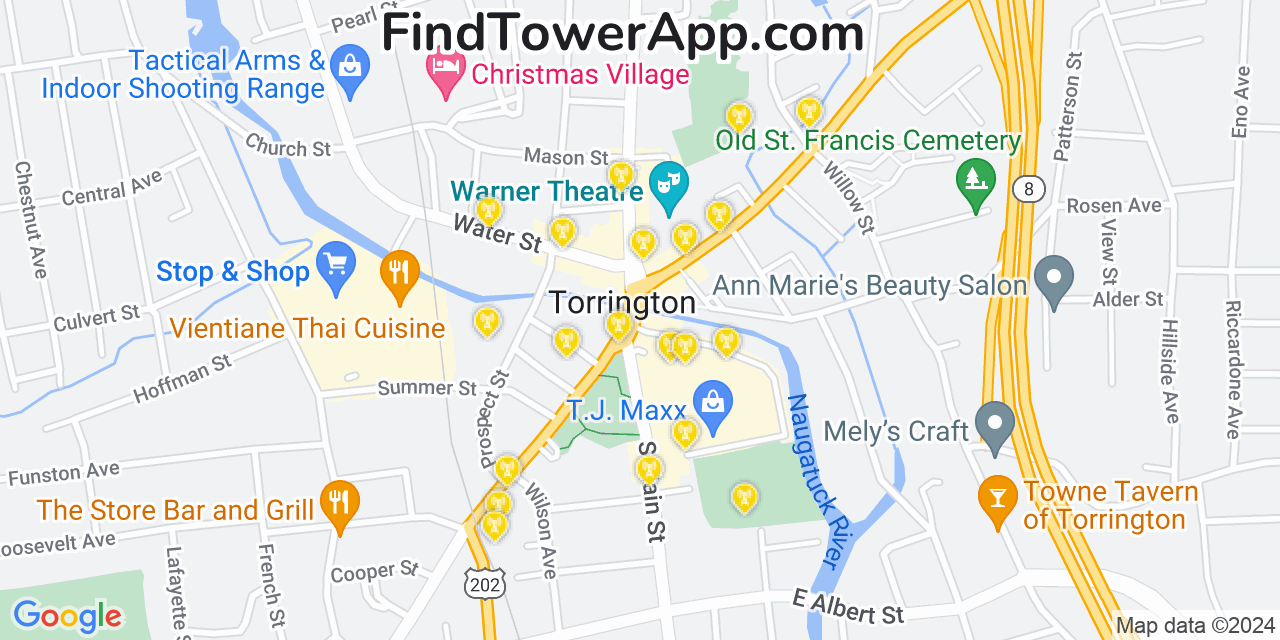 Verizon 4G/5G cell tower coverage map Torrington, Connecticut